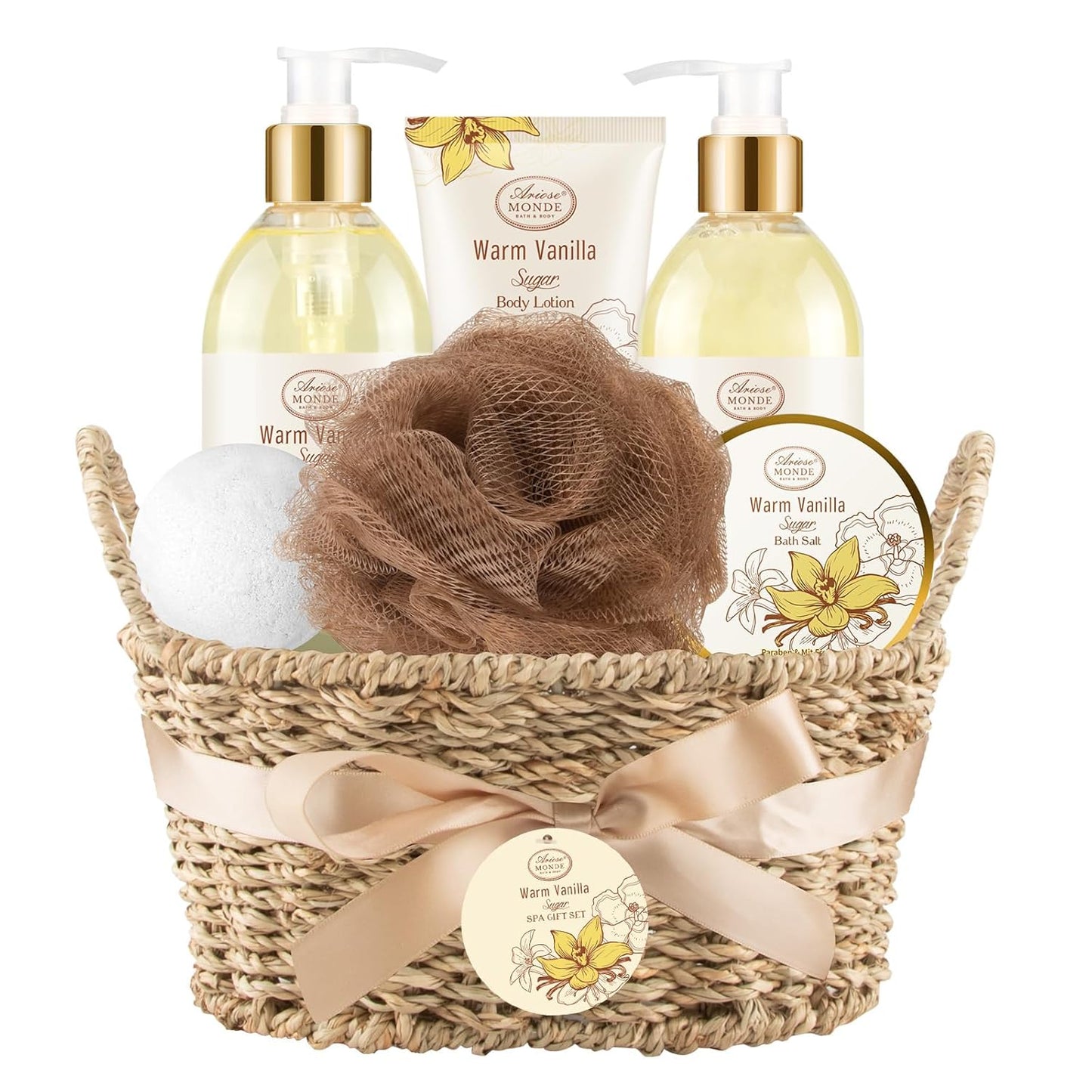 Warm Vanilla Sugar Spa Set - 7pc Shower Gel Bubble Bath - Women Christmas Gifts