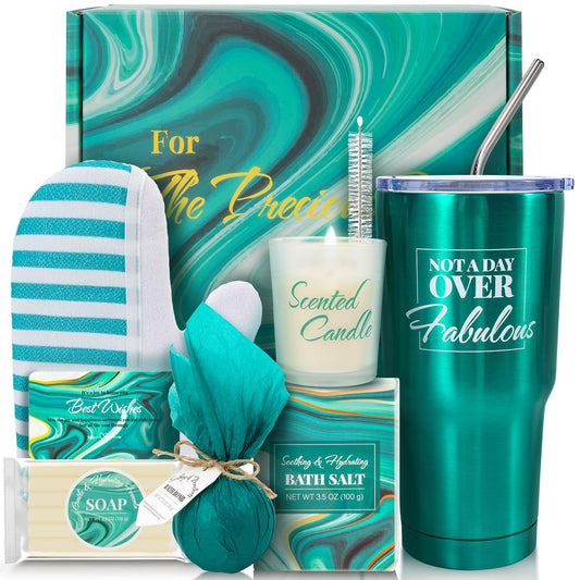 BODY & EARTH Deluxe Bath Gift Set – 8 - Piece with Tumbler & Straw (Christmas, Birthdays & Mom’s Day)