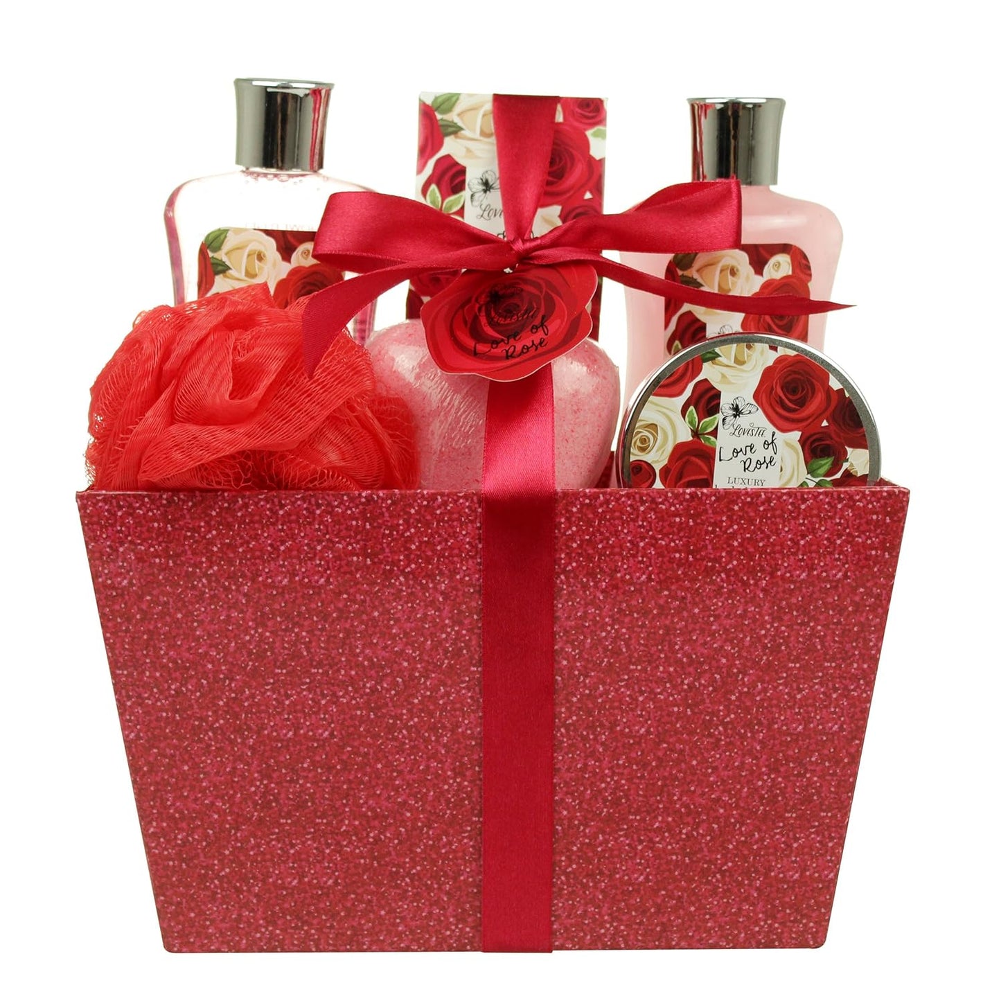 Rose Spa Basket - Shower Gel & Lotion - Bday Valentine's Gifts for Women