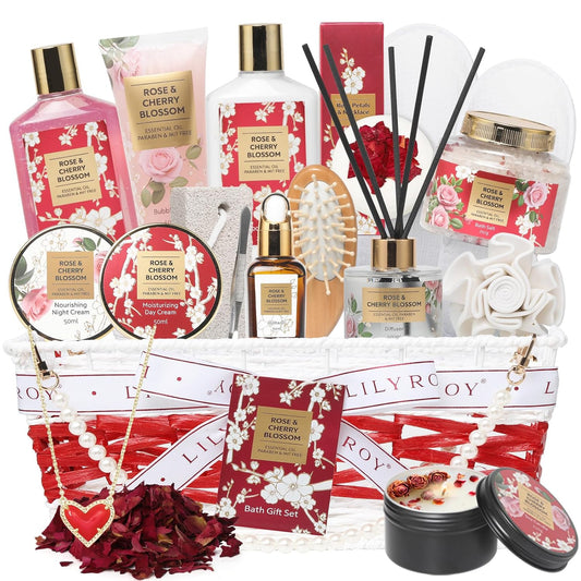 19pc Rose Spa Set - Lotion & Shower Gel - Bday Mother’s Day Gifts for Mom