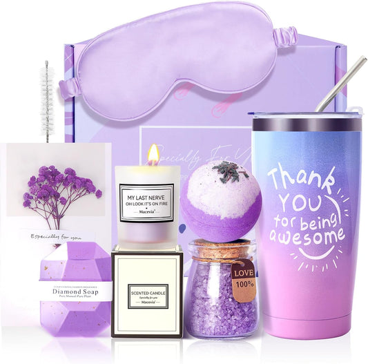 Lavender Spa Gift Basket – Unique Birthday & Thank You Present for Women, Mom & Friends