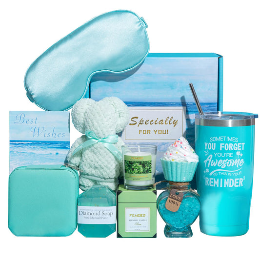 Green Spa Gift Basket – Perfect Christmas & Birthday Present for Mom, Sister & Friends