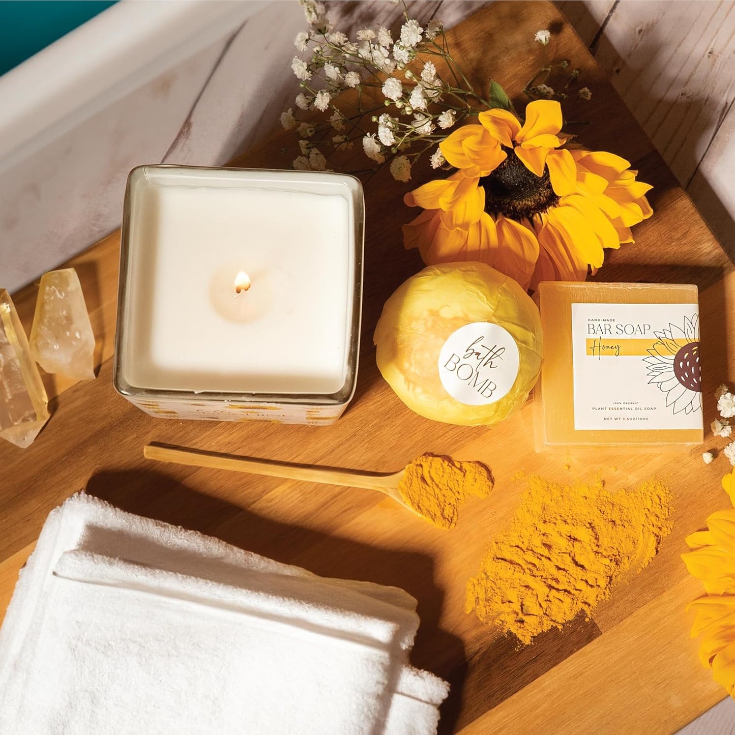 The Love Crate Co Sunflower Box - 15pc Birthday Get Well Gifts - Women Care Package