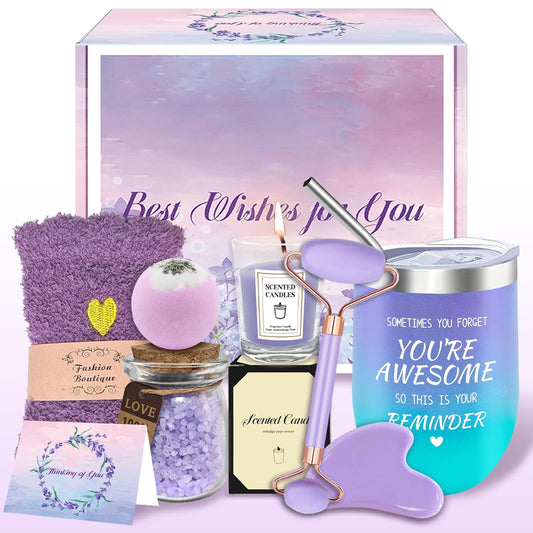 Unique Self Care Gift Set – Birthday Present for Women with Gua Sha Tool & 12oz Tumbler