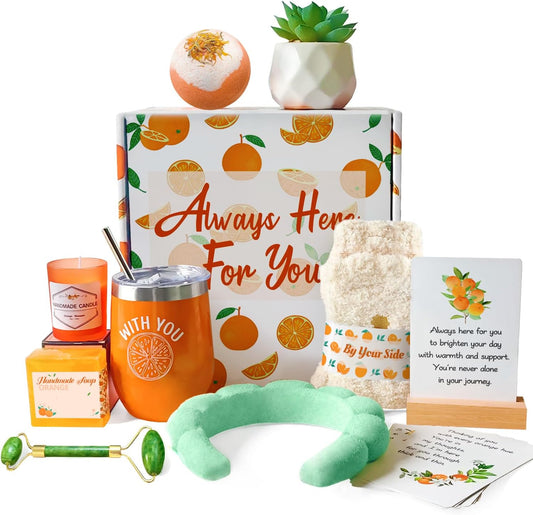 Orange Fruit Themed Care Package – Perfect Get Well & Self Care Gift for Her, Mom & Friends