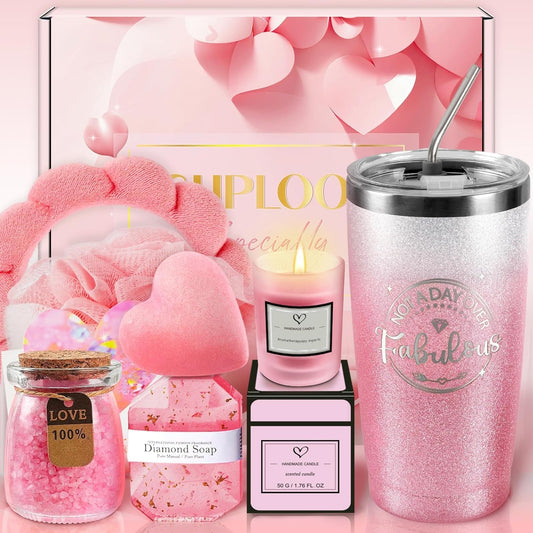 Pink Spa Basket - Tumbler & Self Care - Bday Grad Gifts for Mom Wife