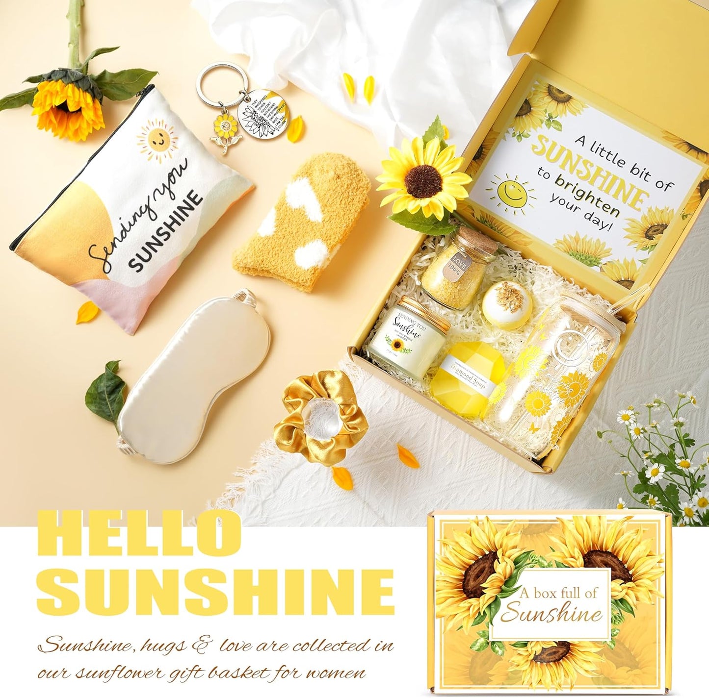 12 - Piece Sunflower Gift Set – Perfect Get Well & Birthday Present for Mom, Sister & Friends