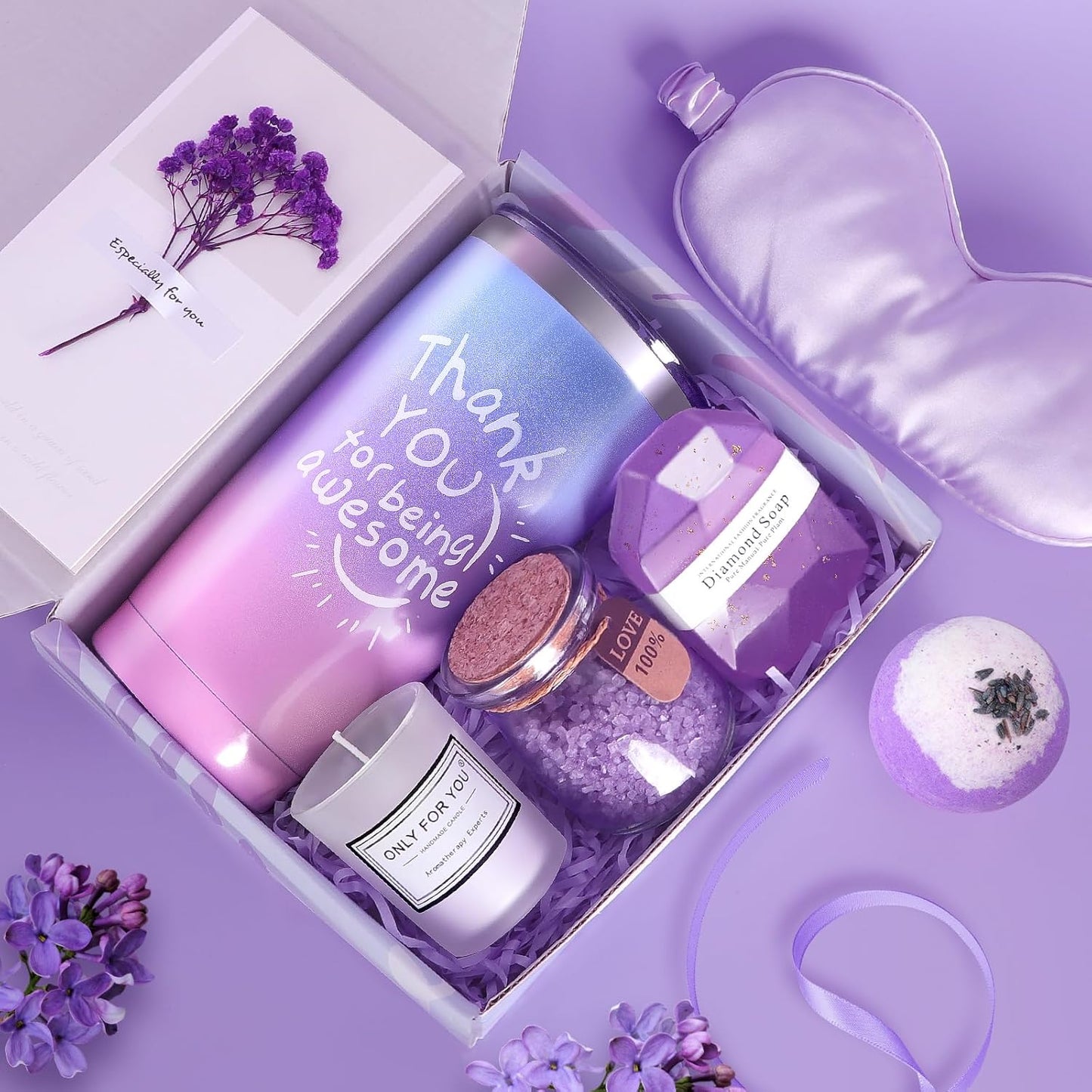 Lavender Spa Gift Basket – Unique Birthday & Thank You Present for Women, Mom & Friends