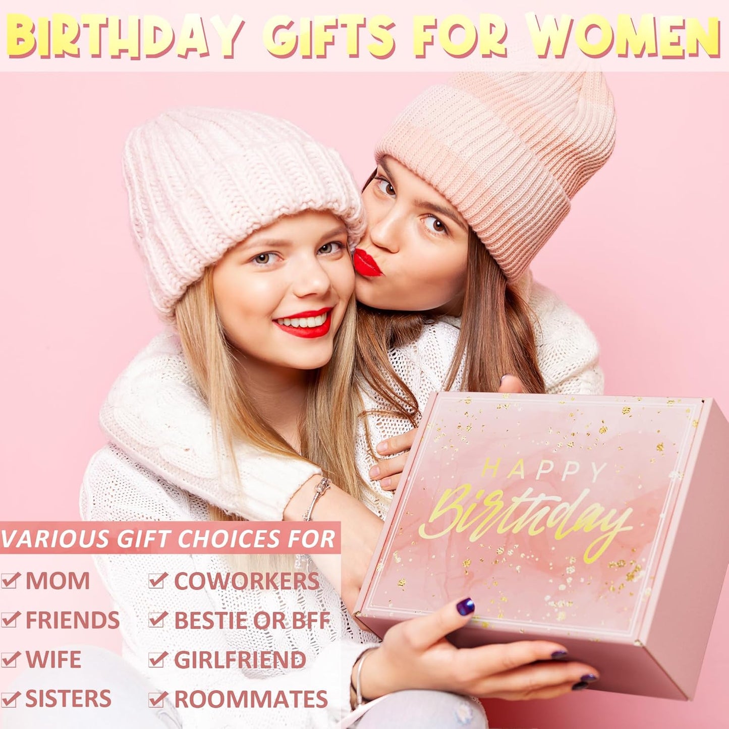 Rose Spa Gift Basket - Self Care Birthday Gifts - Mom Sister Best Friend