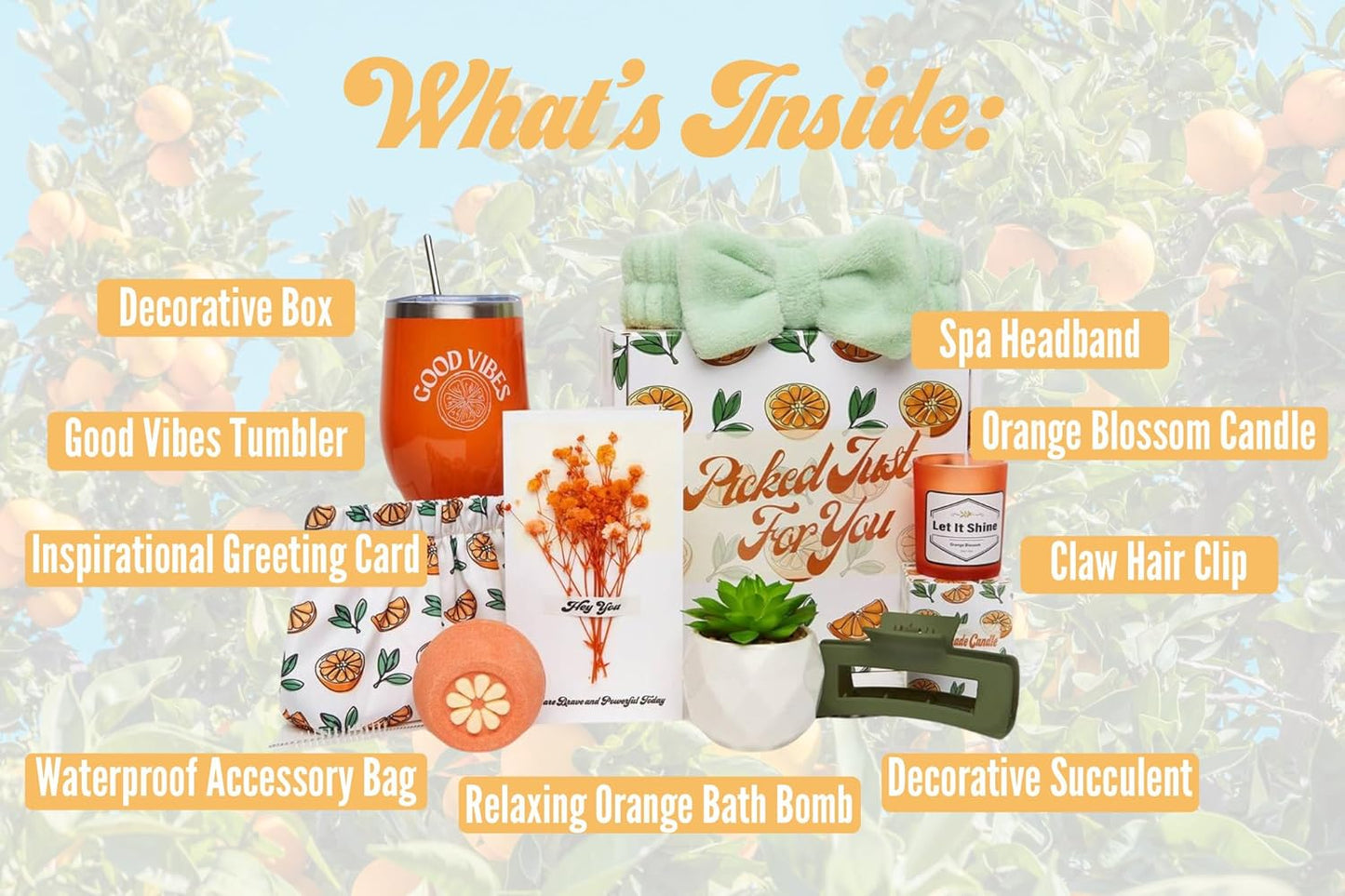 USA Designed Orange Spa Set - Self Care Get Well Gifts