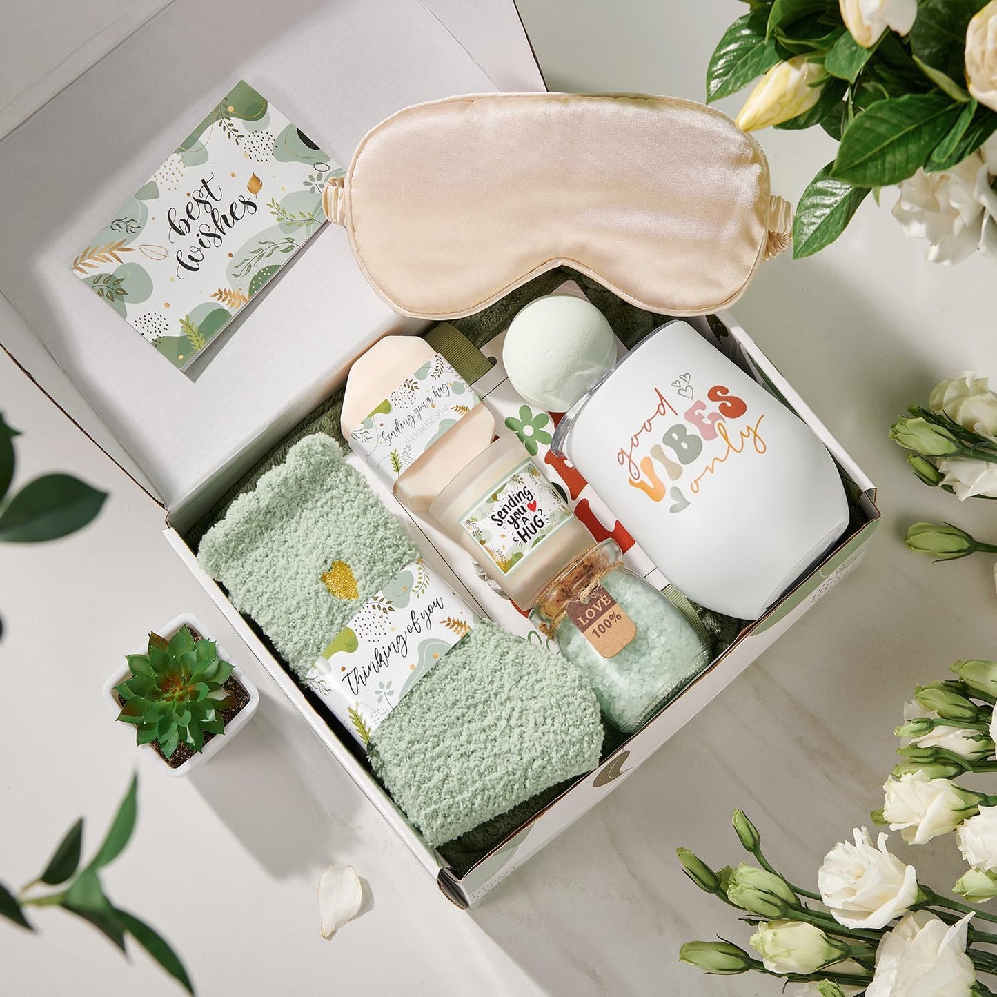 Self Care Spa Basket - Tumbler & Blanket - Get Well Gifts for Women Mom Sister