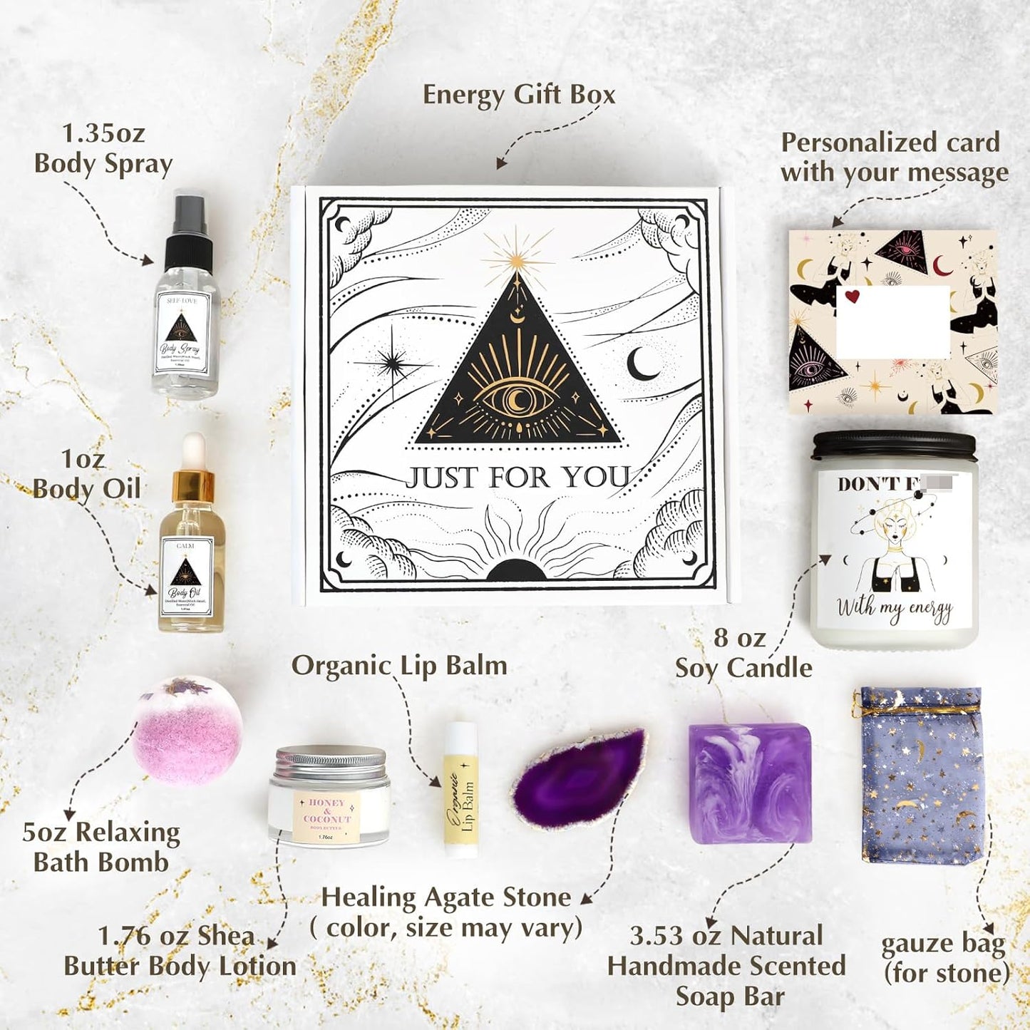 Self-Care Care Package - Bday & Mom’s Day Gifts for Her (Stress Relief, Spa Theme)