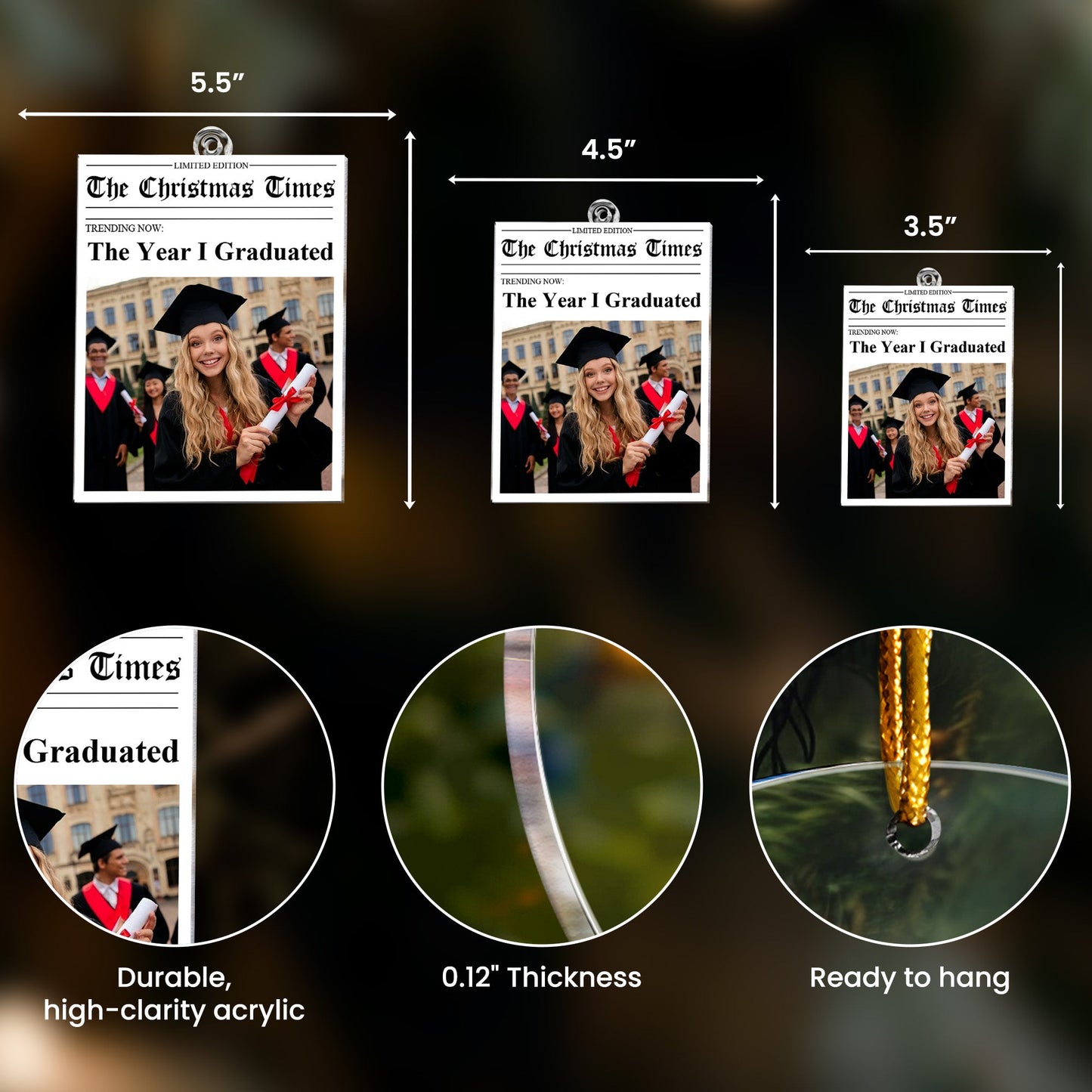 2025 Year In Review - Custom Photo Of Your Events From The Year - Personalized Acrylic Photo Ornament