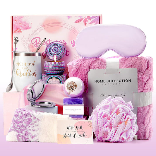 Happy Birthday Spa Basket - Luxury Blanket - Women Mom Sister Wife Gifts