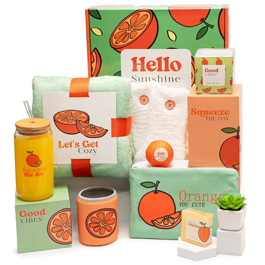 Orange Self-Care Kit - Bday & Get Well Gifts for Her