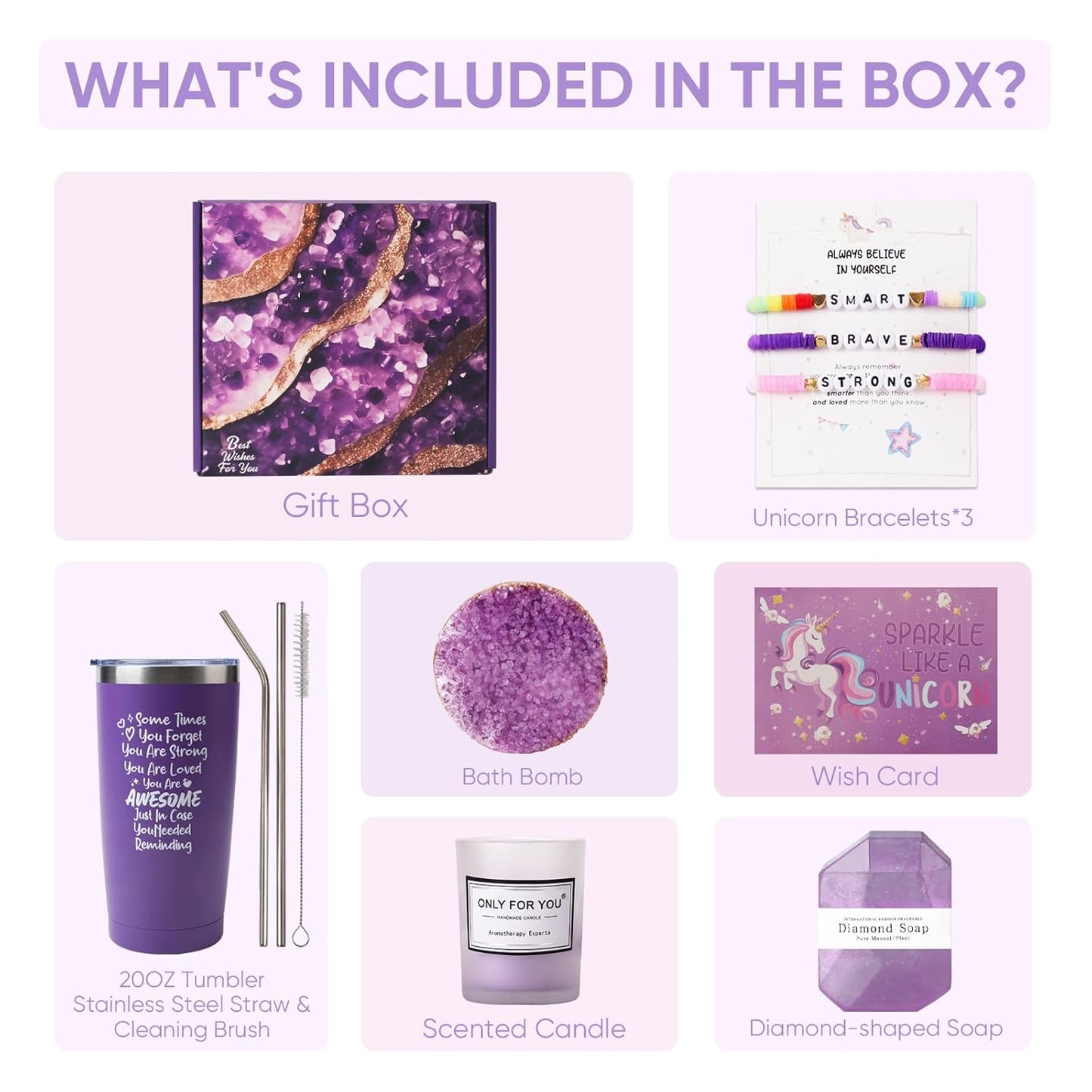 Purple Spa Gift Basket – Christmas & Valentine’s Day Present for Mom, Sister & Friends (With Greeting Card)