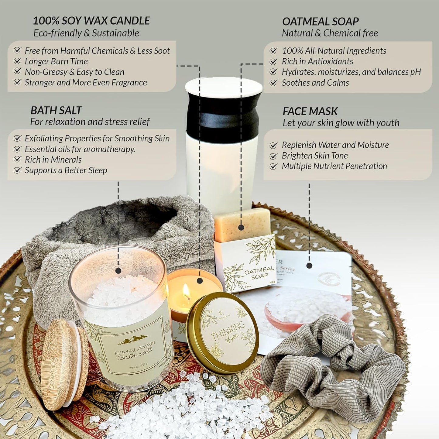 11-Piece Self-Care Spa Set - Get Well & Bday Gifts for Her Mom, Wife, GF
