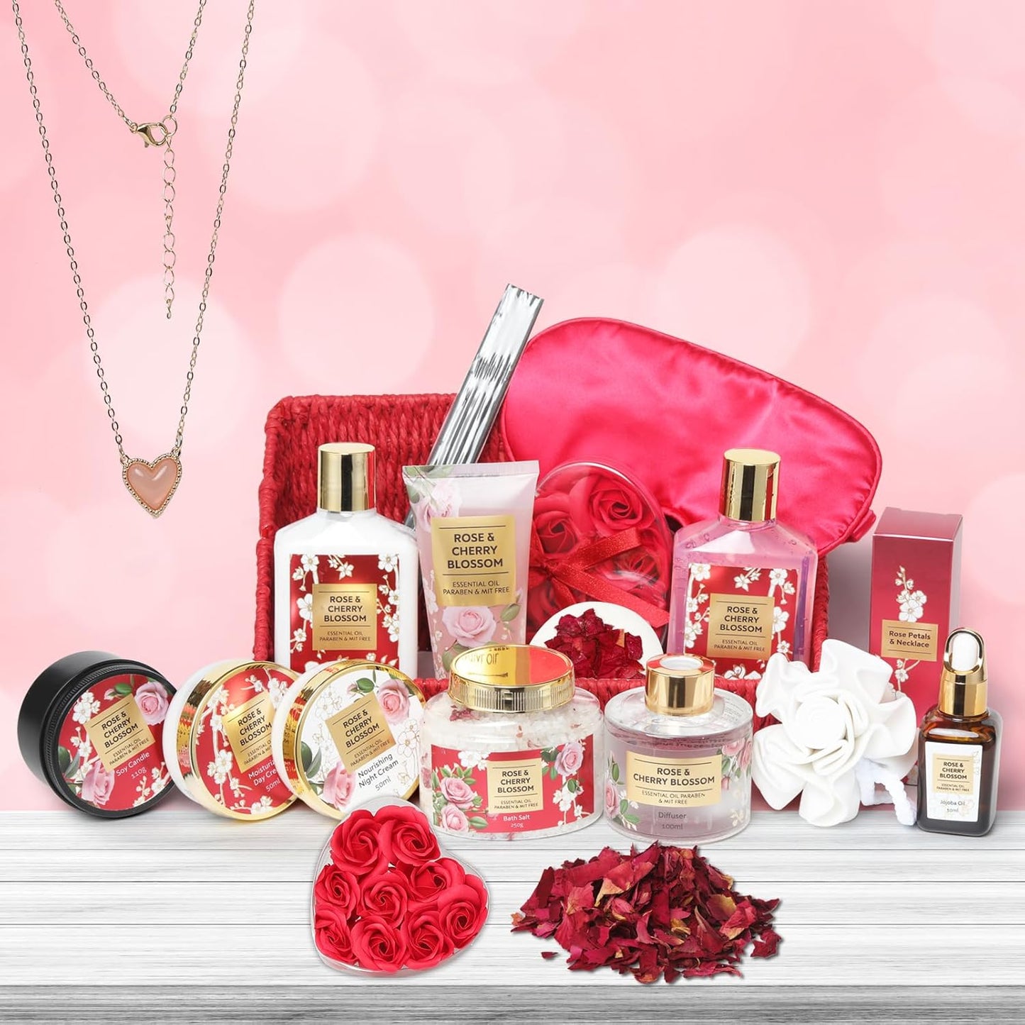 Rose Spa Set - Valentines & Mom’s Day Gifts for Her (25pc Luxury Kit)