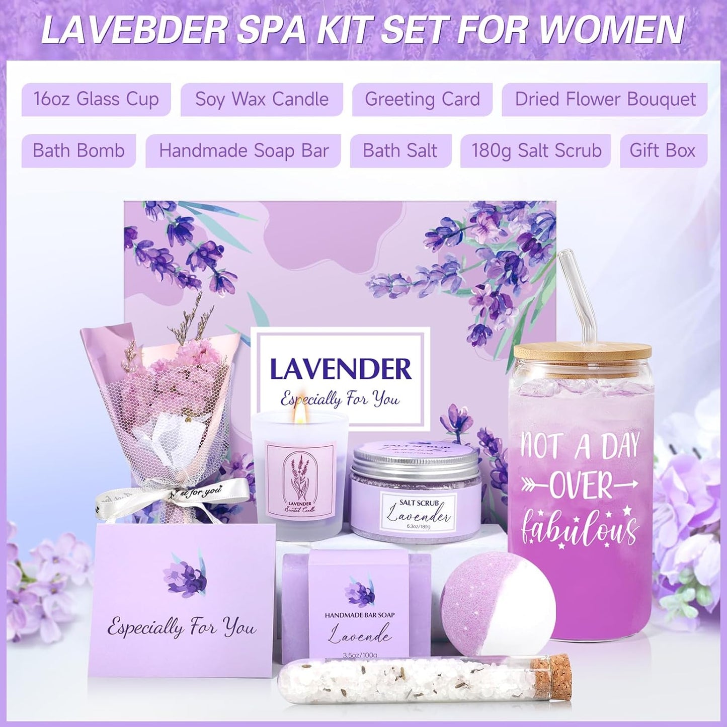 Lavender Spa Gift Basket – Perfect for Mom, Wife & Friends | Birthdays, Mother’s Day & Self Care