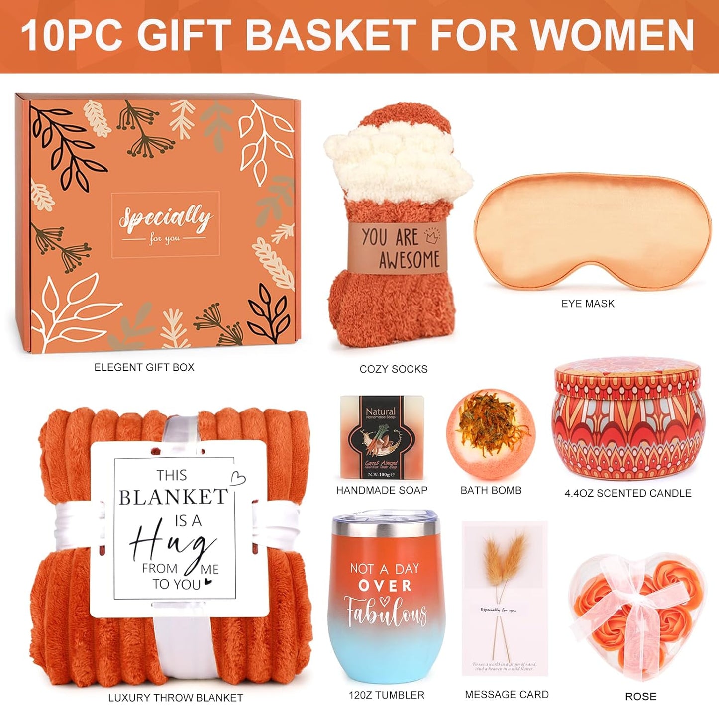 Rose Spa Gift Basket – Perfect Mother’s Day & Birthday Present for Mom, Wife & Friends
