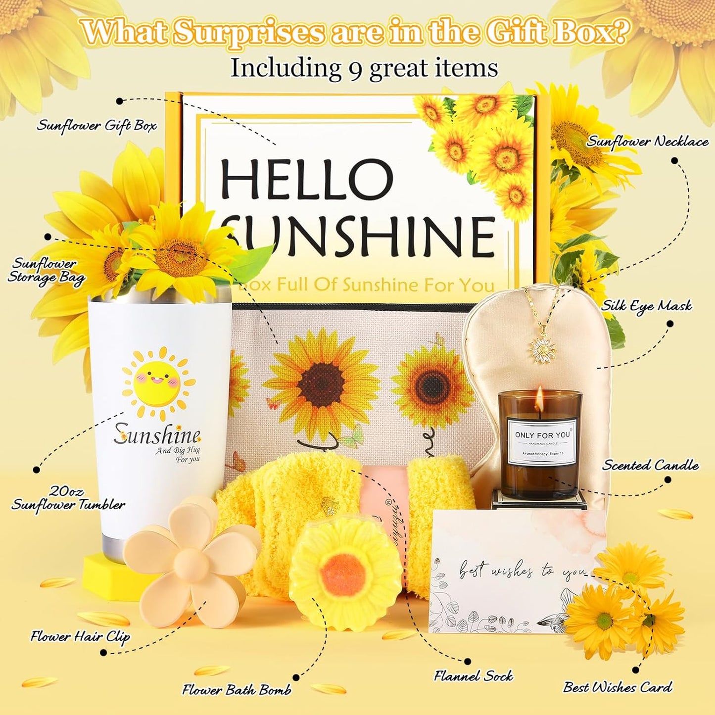 11 - Piece Sunflower Care Package – Get Well & Birthday Gifts for Women
