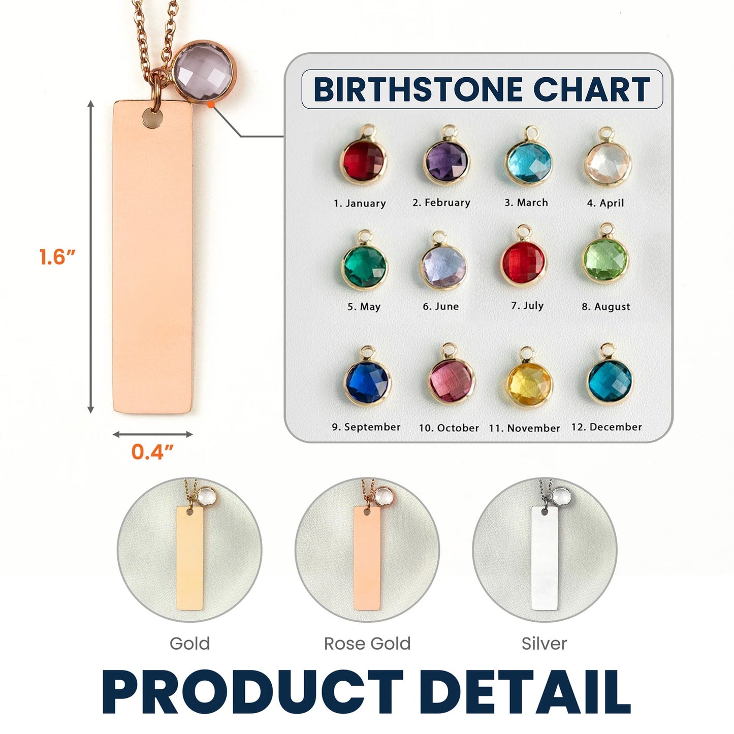 Birthstone Necklace Gift For Wife Girlfriend - Personalized Birthstone Necklace