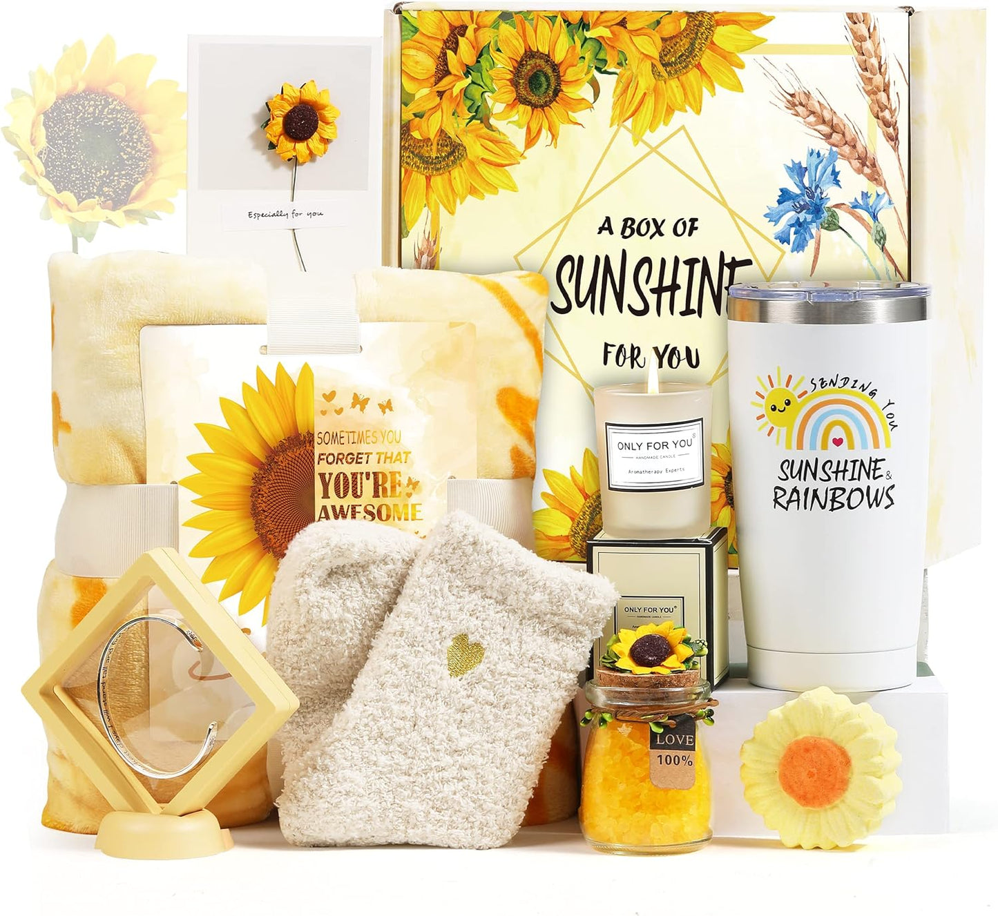 Sunflower Spa Set - Bday & Mom’s Day Gifts for Her (9pcs, Mom, Wife, Sister)