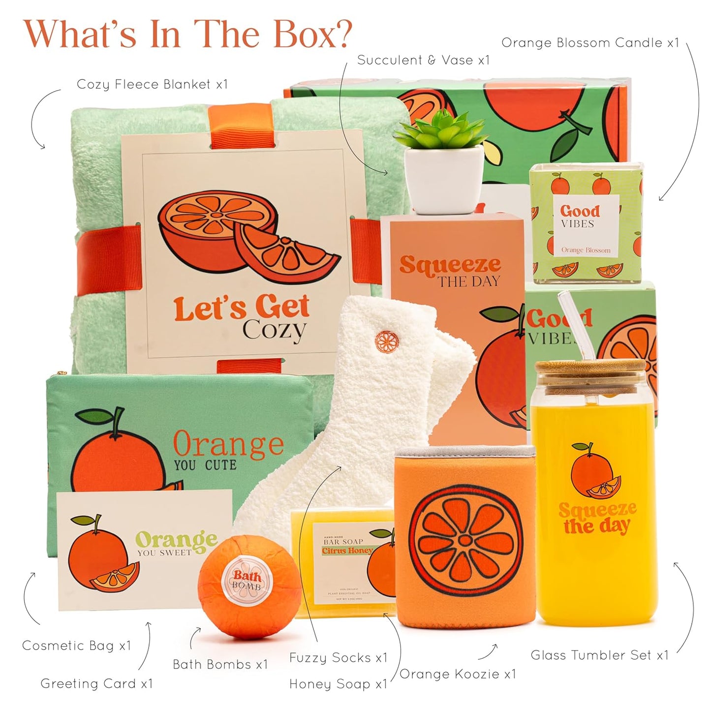 Orange Self-Care Kit - Bday & Get Well Gifts for Her