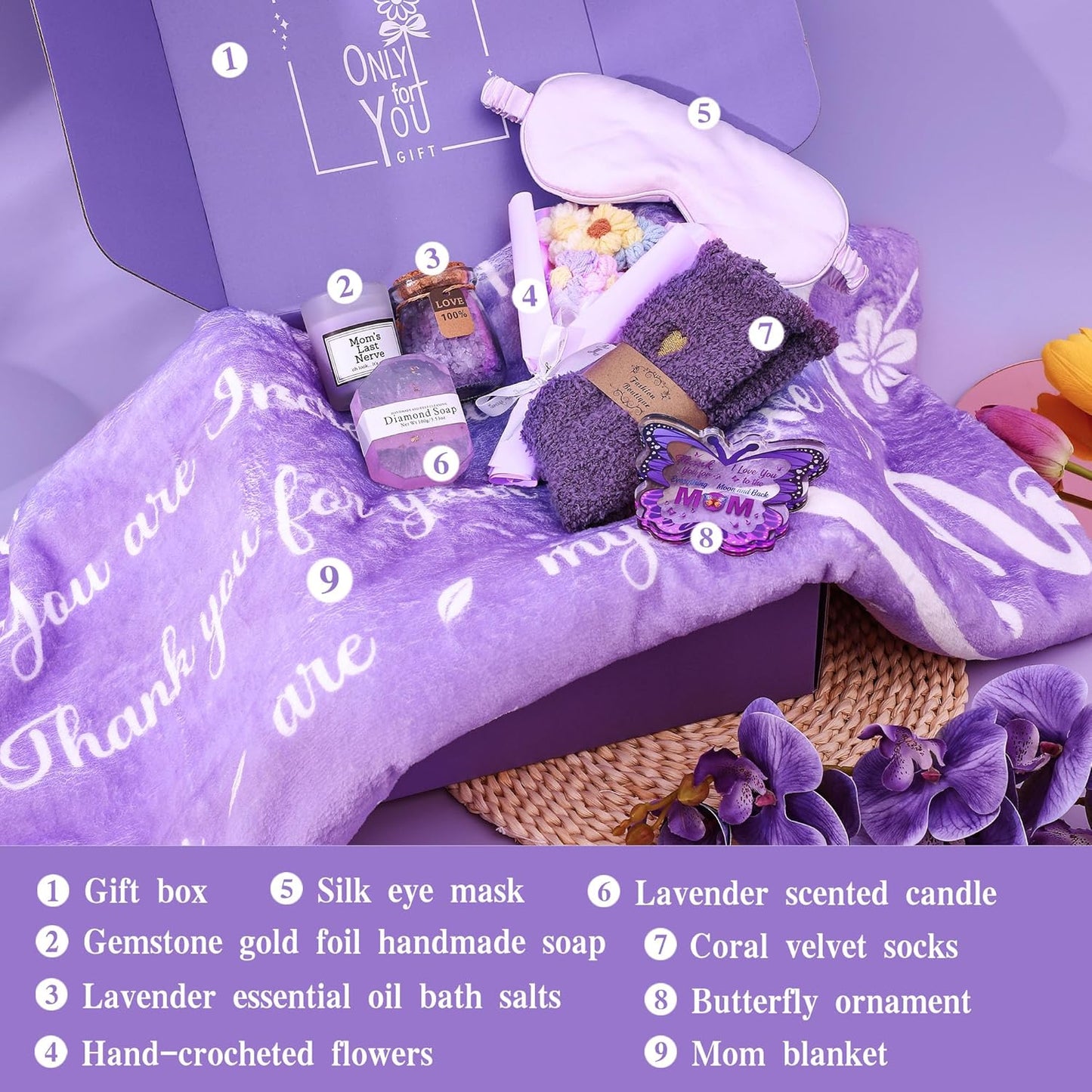 Mom Gifts Set - 9Pcs Skincare & Body Care Kit - Mothers Day Birthday Christmas