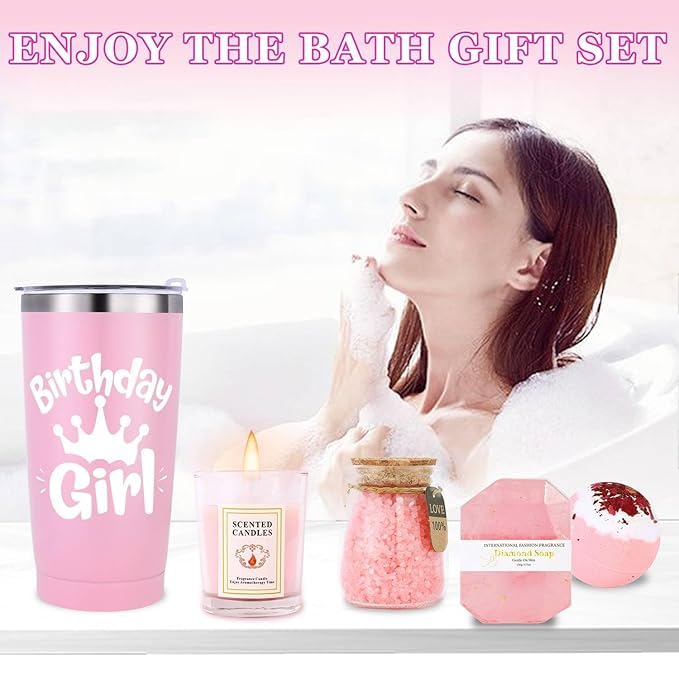 Personalized Spa Gift Basket – Cute Birthday Present for Girlfriend & Tween Girls (15th - 30th)