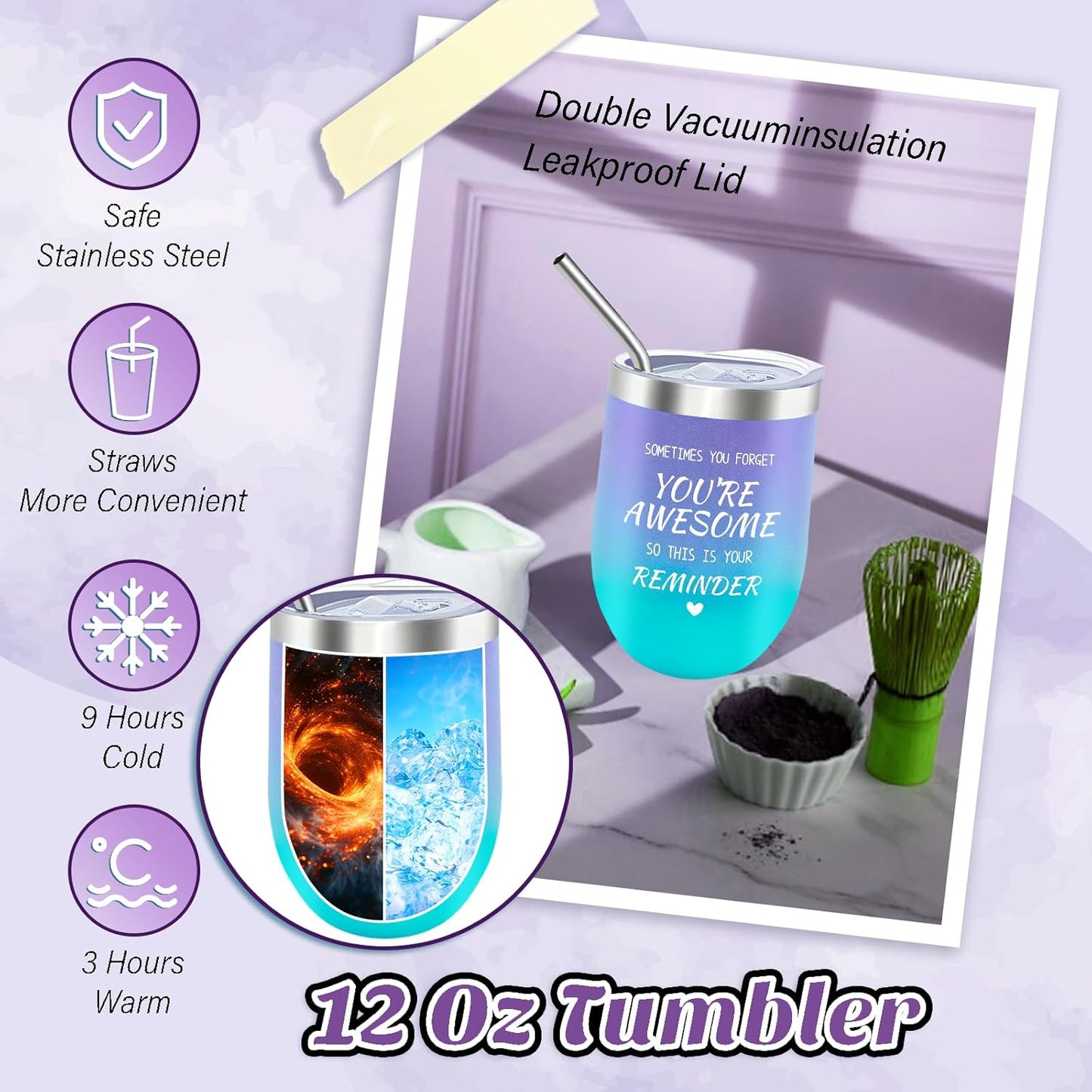 Unique Self Care Gift Set – Birthday Present for Women with Gua Sha Tool & 12oz Tumbler