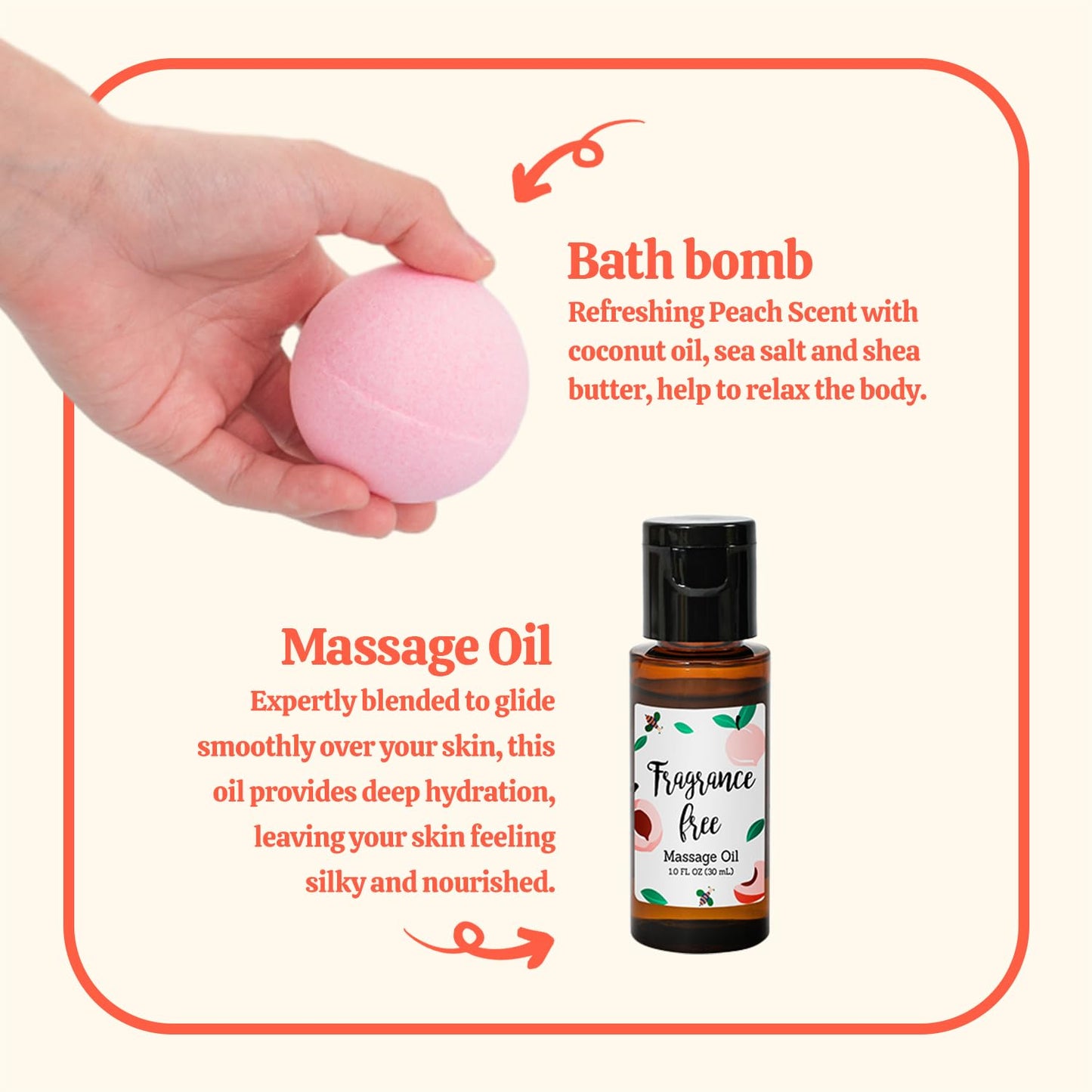BFFLOVE 8pc Peach Spa Set – Christmas Gift for Women