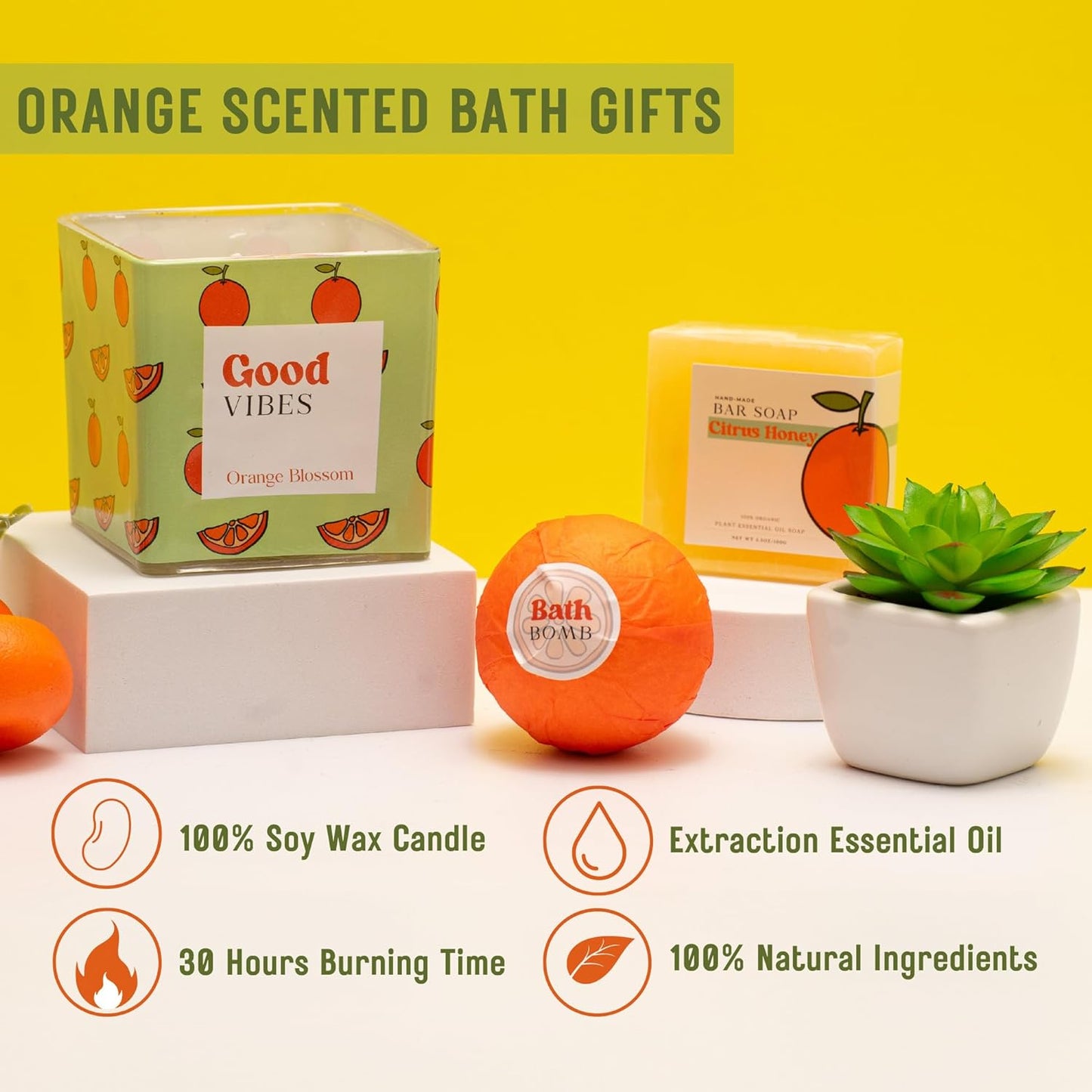 Orange Self-Care Kit - Bday & Get Well Gifts for Her
