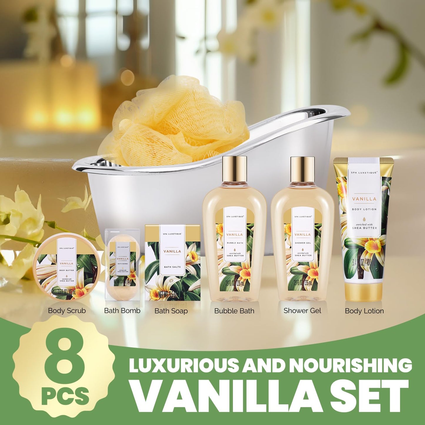 Vanilla Spa Gift Set – 8 Pcs Perfect for Mom’s Day