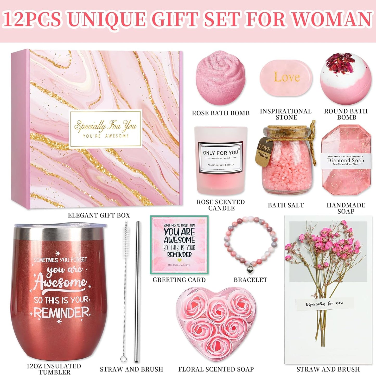 Unique Spa Gift Basket - Self Care Set - Women Mom Sister Wife Birthday Gifts