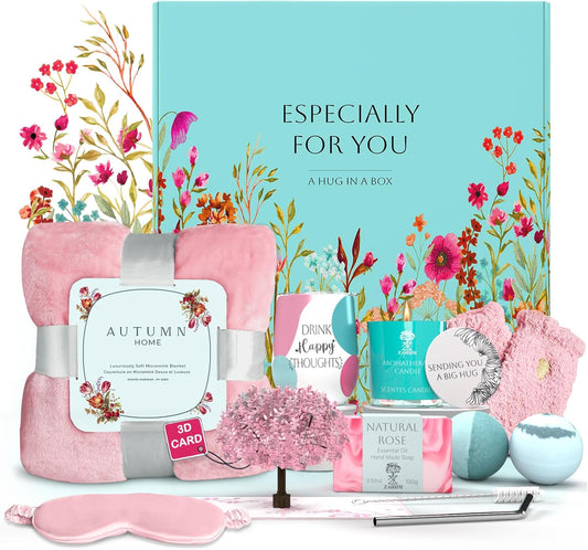 10 - Piece Get Well Gift Basket – Perfect Post - Surgery Self Care Set for Women (Blanket, Tumbler & More)