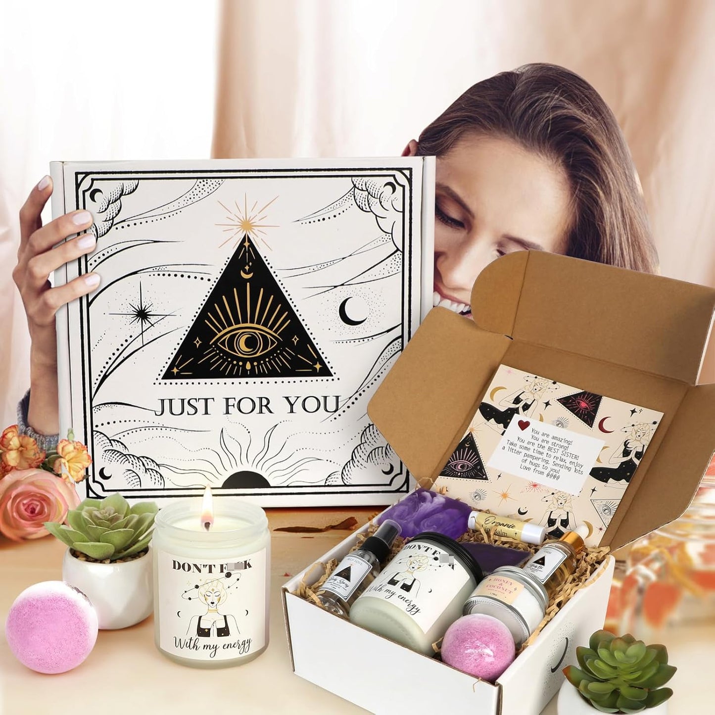 Self-Care Care Package - Bday & Mom’s Day Gifts for Her (Stress Relief, Spa Theme)