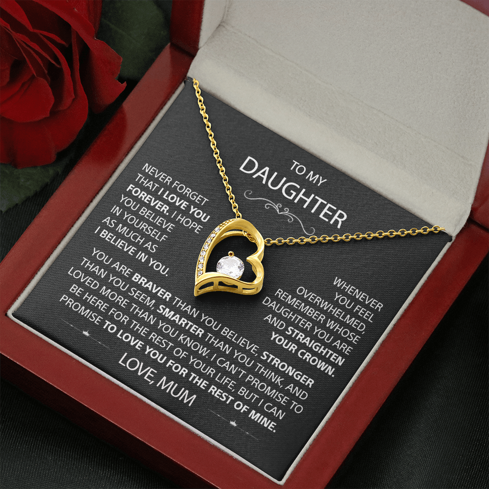 To my Daughter - I love you, Your Mum - Heart Necklace
