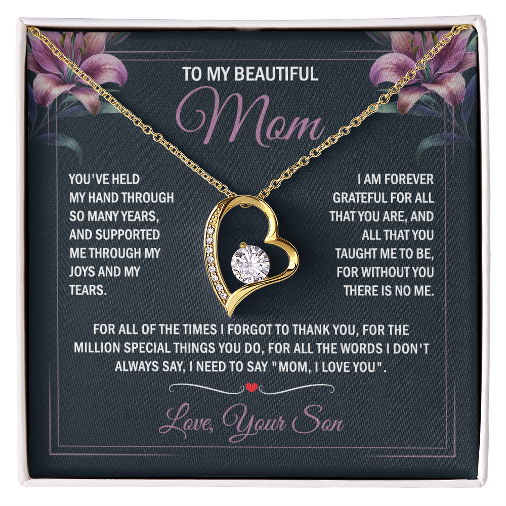 To My Mom - Joy & Tears - Heart Necklace