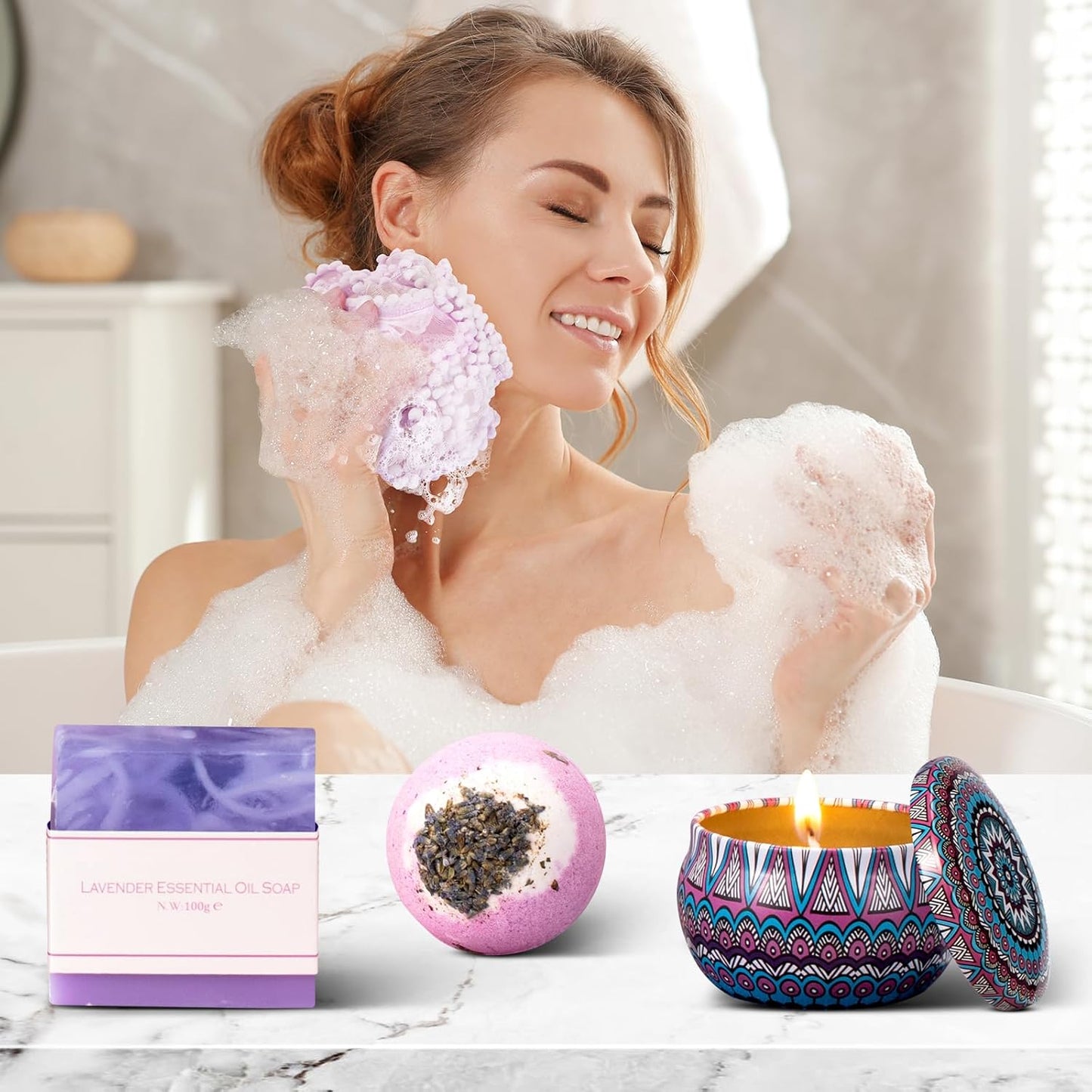 Happy Birthday Spa Basket - Luxury Blanket - Women Mom Sister Wife Gifts