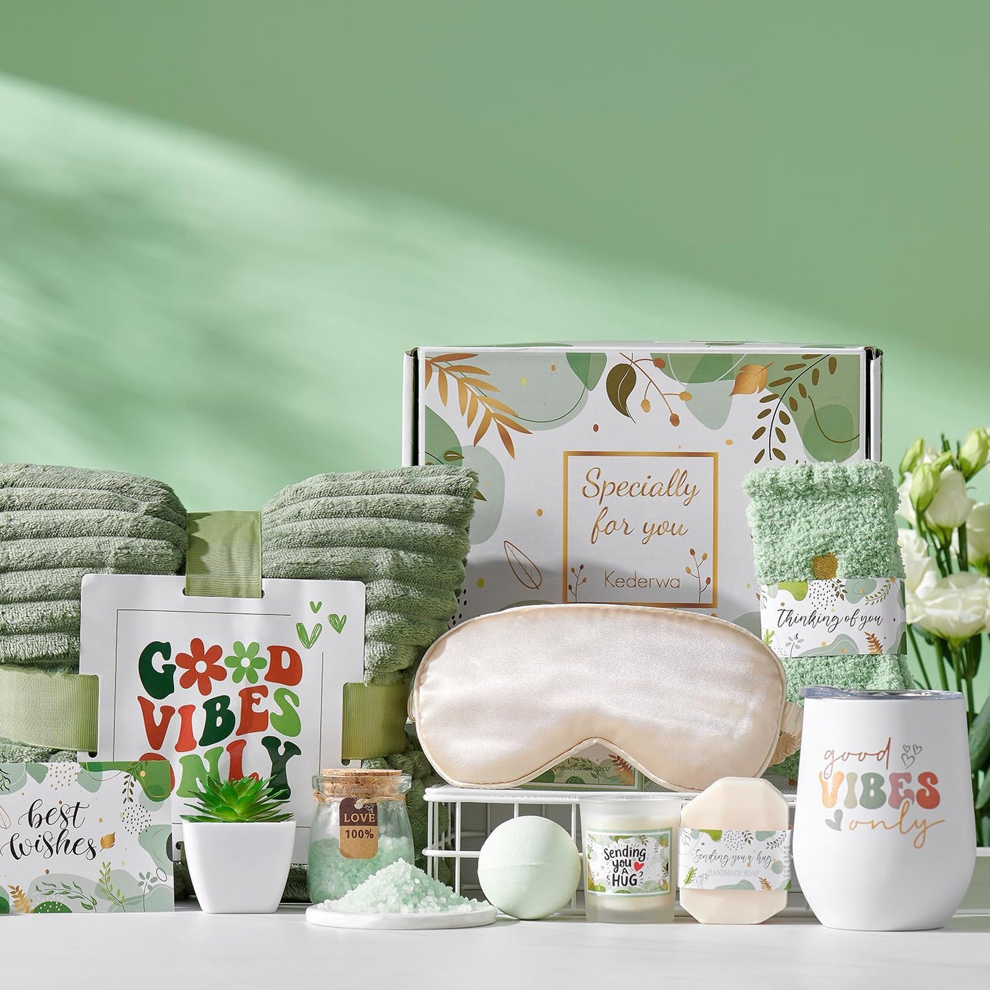 Self Care Spa Basket - Tumbler & Blanket - Get Well Gifts for Women Mom Sister