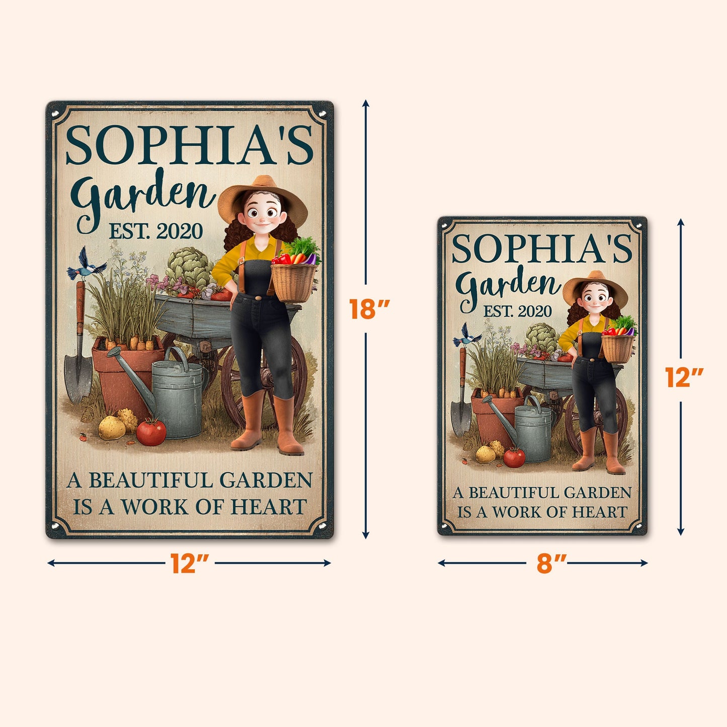 A Beautiful Garden Is A Work Of Heart - Personalized Metal Sign
