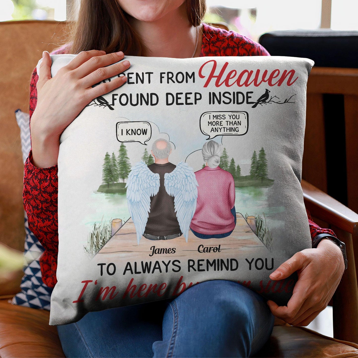 A Hug From Heaven - Personalized Memory Pillow (Insert Included) - Memorial Gift For Family Members