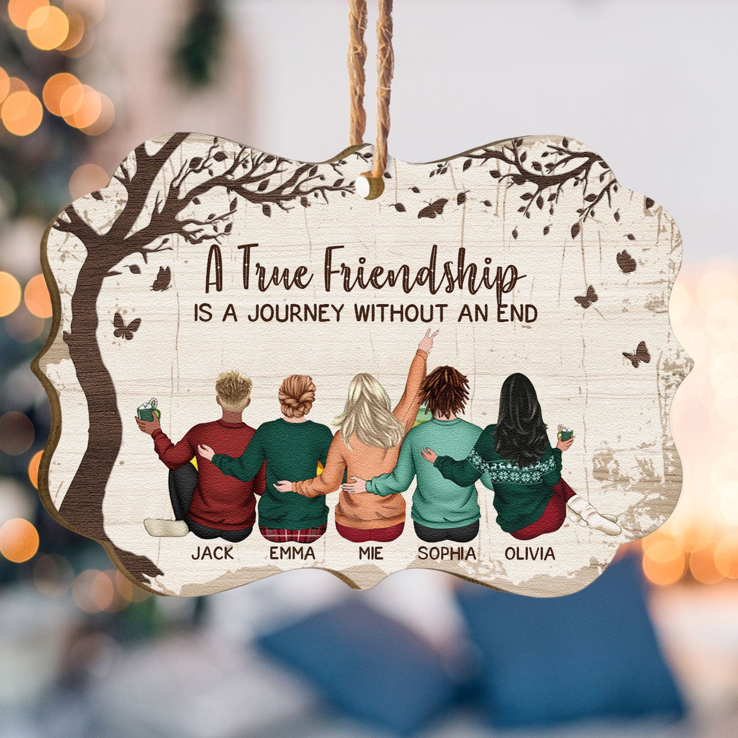 A True Friendship Is A Journey Without An End - Personalized Wooden Ornament - Gift For Friend