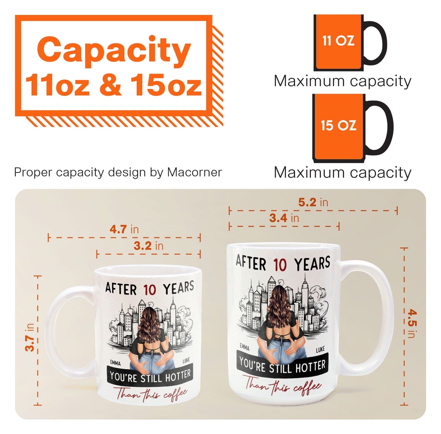 After 10 Years You're Still Hotter Than This Coffee - Personalized Mug - Anniversary Gifts For Her, Wife, Girlfriend