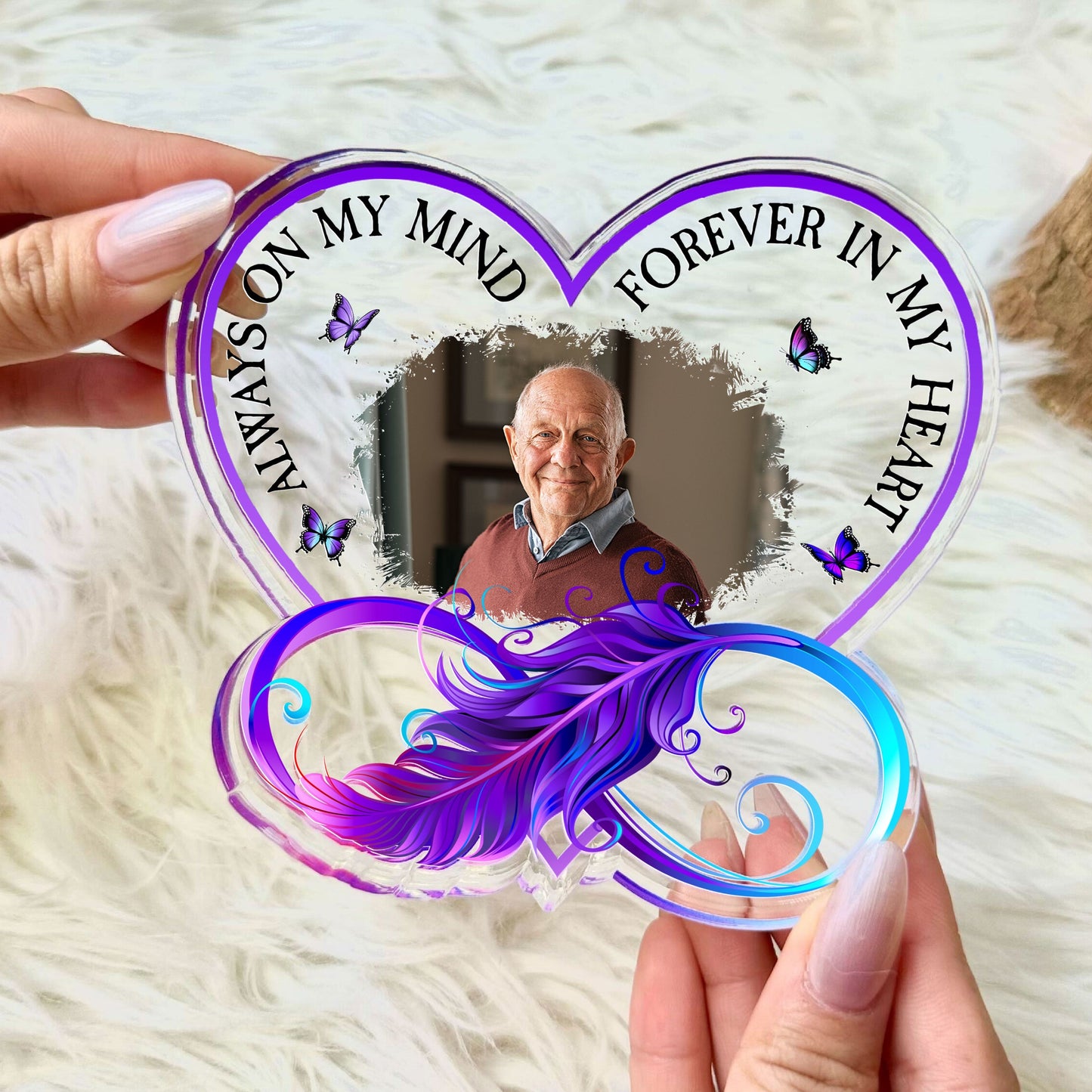 Always On My Mind Memorial - Personalized Acrylic Photo Plaque