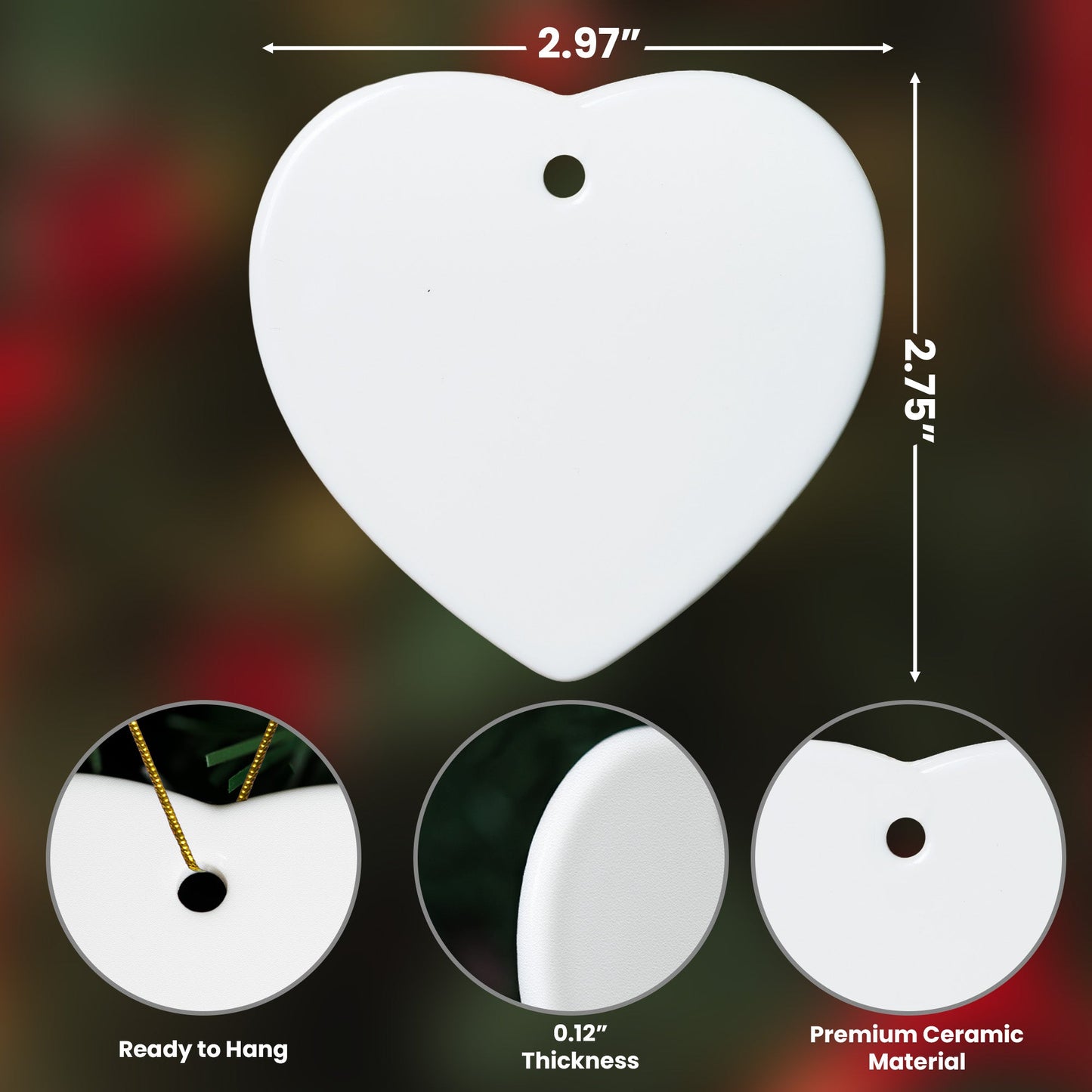 Always & Forever In Our Hearts Memorial - 2D Sea Glass Effect Christmas Ornament Version 2