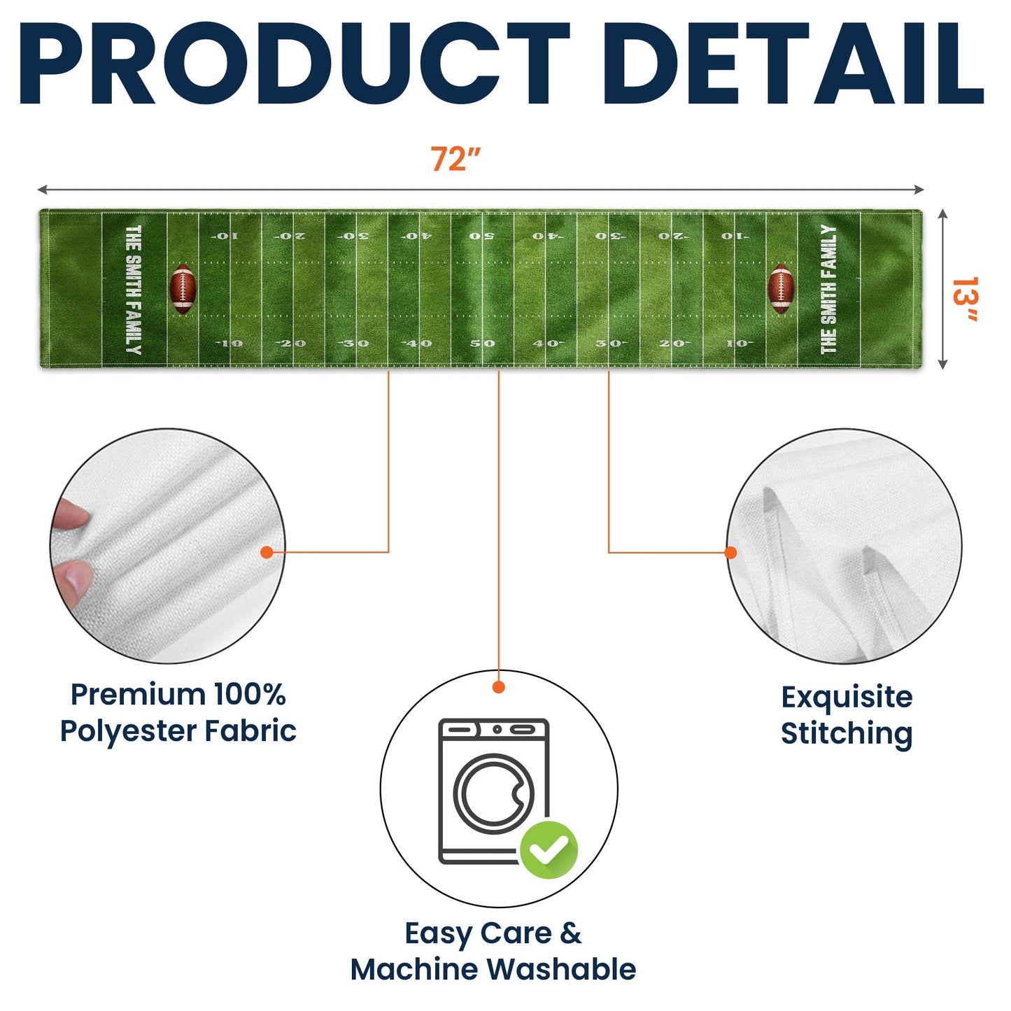 American Football, Custom Family Name - Personalized Table Runner