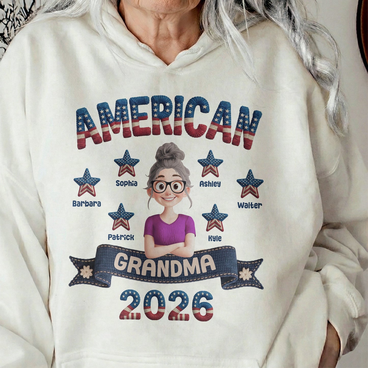 American Grandma Faux Pattern - Personalized Shirt