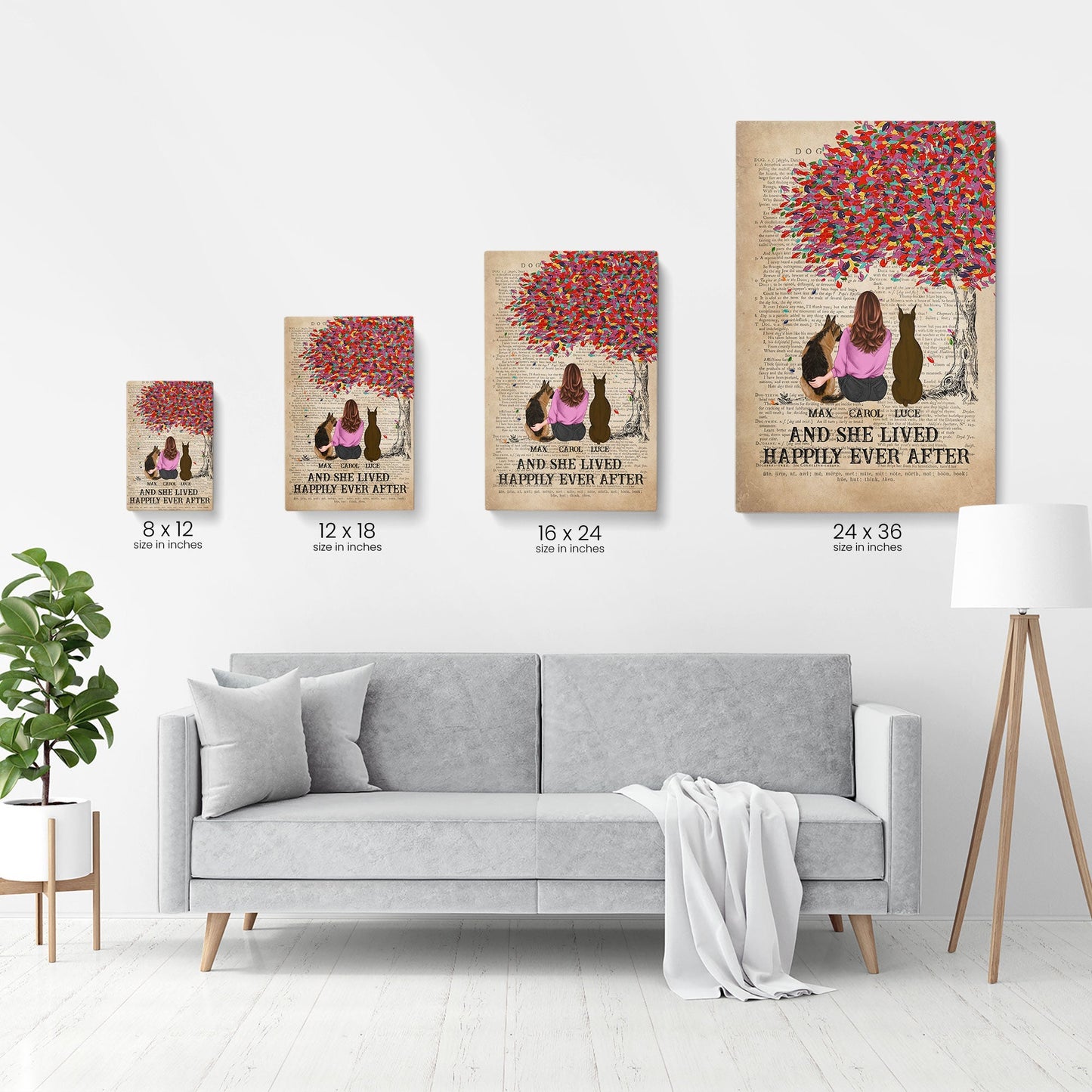 And She Lived Happily Ever After - Personalized Poster/Wrapped Canvas - Gift For Dog Lover - Dictionary Template